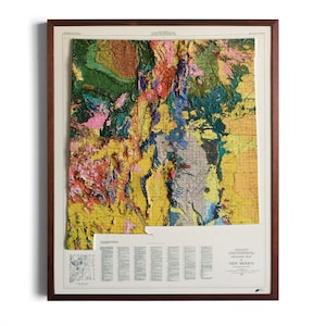 1965 New Mexico Karte | ECHTES 3D Relief