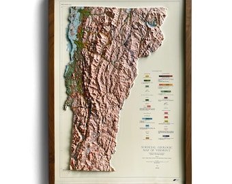 Mapa de Vermont de 1970 / Relieve en 3D REAL