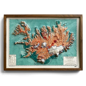 Carte 3D en relief de l'Islande