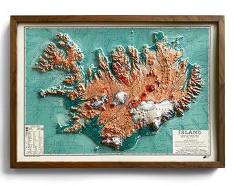 Mapa en relieve 3D de Islandia