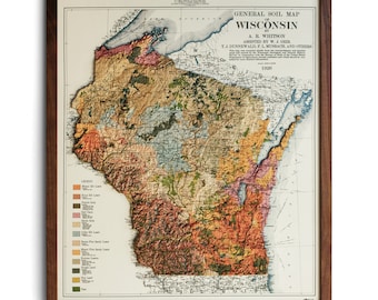 Mapa de Wisconsin de 1926 / Relieve real en 3D