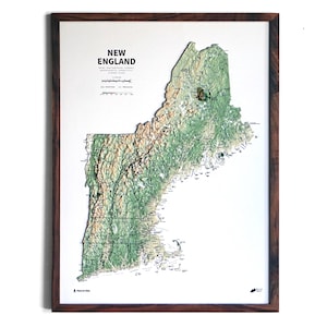 New England Karte | ECHTES 3D Relief
