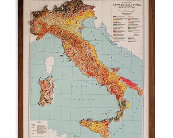 Mapa de Italia de 1966 / Relieve en 3D REAL