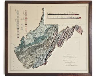 Mapa de Virginia Occidental de 1932 / Relieve en 3D REAL