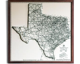 Mapa de Texas de 1933 / Relieve en 3D REAL