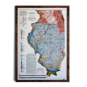 1917 Illinois Map | REAL 3D Raised Relief