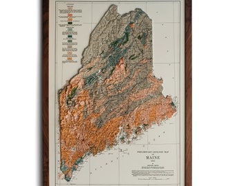 Mapa de Maine de 1933 / Relieve realzado en 3D