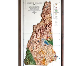 Mapa de New Hampshire de 1950 / Relieve en 3D REAL