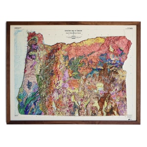 Kaart Oregon 1991 | ECHTE 3D-reliëf met reliëf