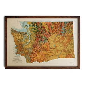 Carte 1961 Washington | VÉRITABLE relief en relief 3D