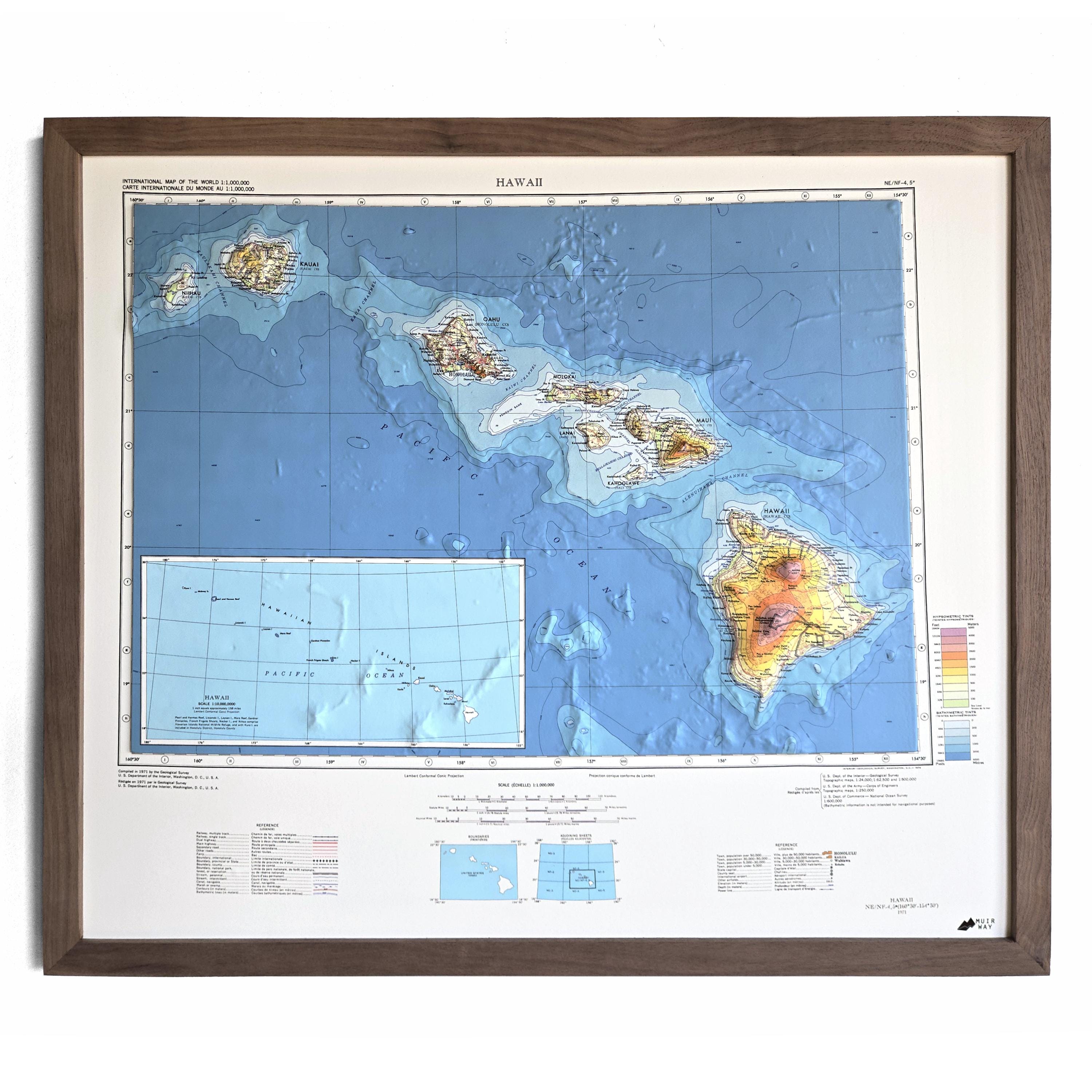 1971年ハワイ諸島地図｜リアル3D立体地図 - Etsy 日本
