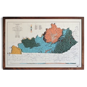1920 Kentucky Map | REAL 3D Raised Relief