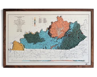 Mapa de Kentucky de 1920 / Relieve real en 3D