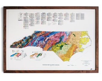 Mapa de Carolina del Norte de 1985 / Relieve en 3D REAL