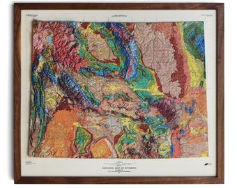 Mapa de Wyoming de 1985 / Relieve en 3D REAL