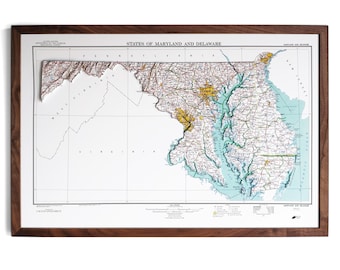 Mapa de Maryland de 1973 / Relieve real en 3D