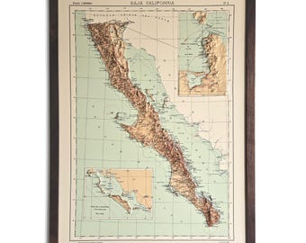 Mapa de Baja California de 1922 / Relieve en 3D REAL
