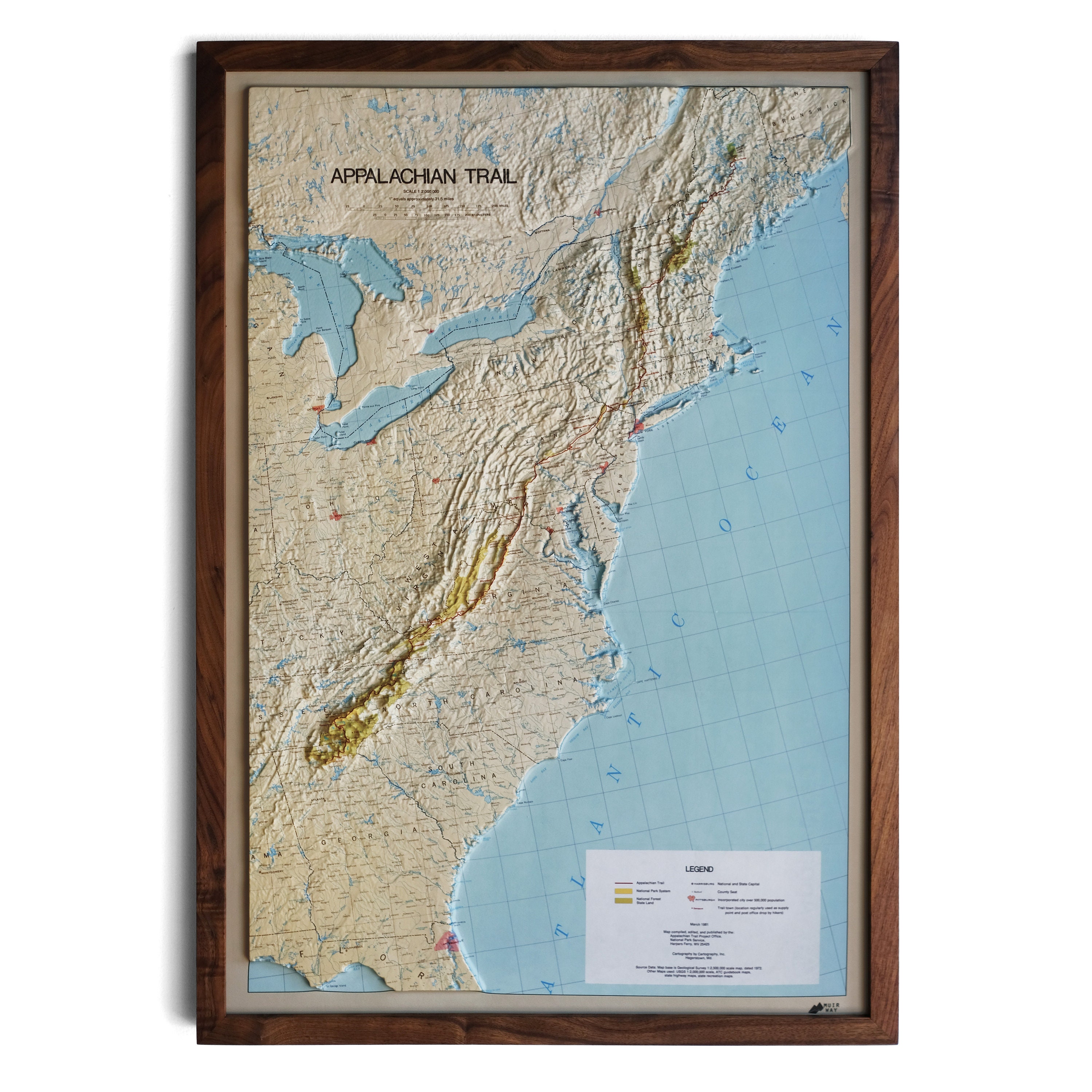 Appalachian Trail - 3D Raised Relief Map - Etsy