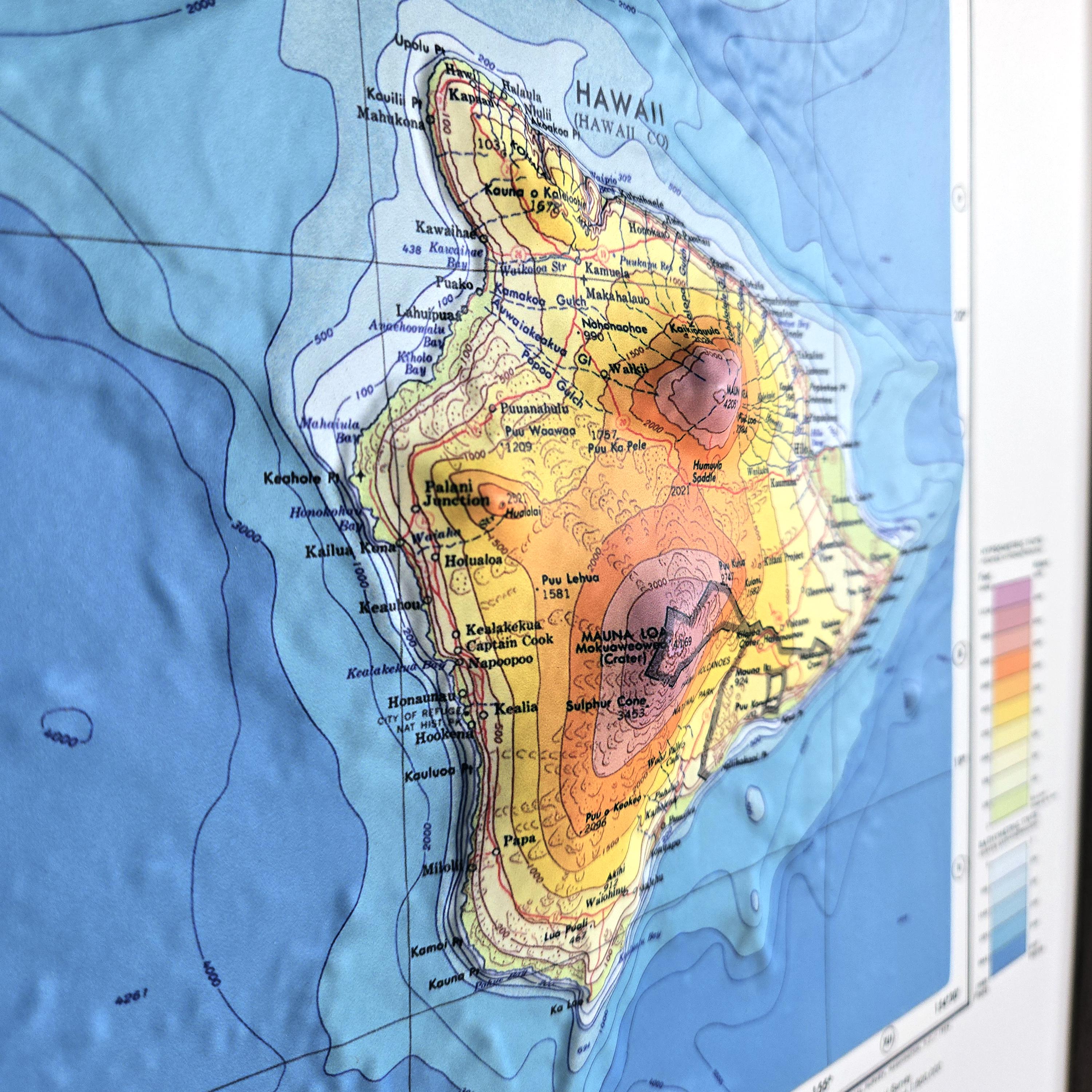 1971年ハワイ諸島地図｜リアル3D立体地図 - Etsy 日本