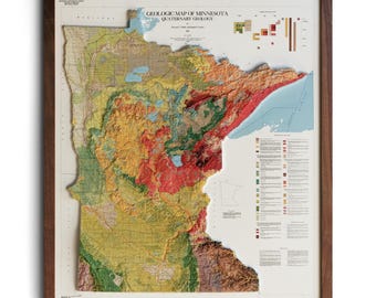 Mapa de Minnesota de 1982 / Relieve en 3D REAL