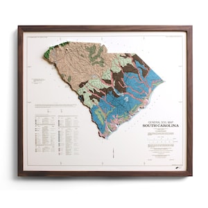 1979 South Carolina Map | REAL 3D Raised Relief