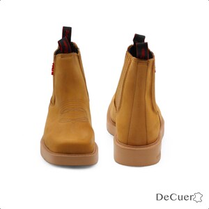 Cuatrero Men’s Camel Leather Western Casual Ankle Short Boots Embroidered Square Toe image 7