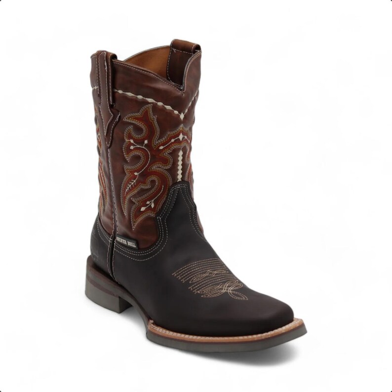 Arlington Men's Brown & Camel Leather Western Casual Boots Square Toe Rubber Sole image 1