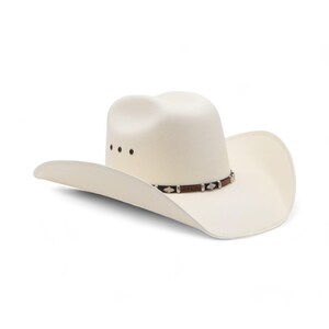 Longhorn Heart Decoration Cowboy Hat Ivory