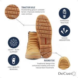 Men's Camel Leather Work Boots: Round Toe, Tractor Sole, Anti-Slip, Side Zippers Bild 4