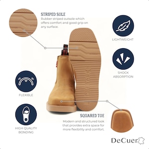 Cuatrero Men’s Camel Leather Western Casual Ankle Short Boots Embroidered Square Toe image 3