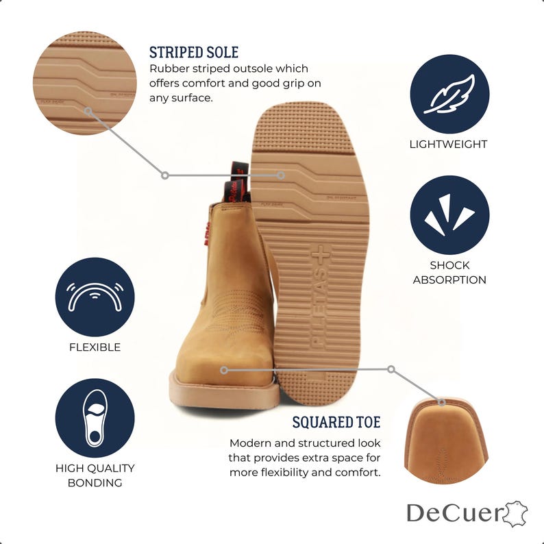 Cuatrero Men’s Camel Leather Western Casual Ankle Short Boots Embroidered Square Toe image 3