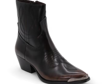 Oeste Women's Brown Leather Short Western Fashion Boots