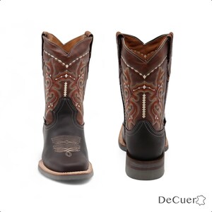 Arlington Men's Brown & Camel Leather Western Casual Boots Square Toe Rubber Sole image 7
