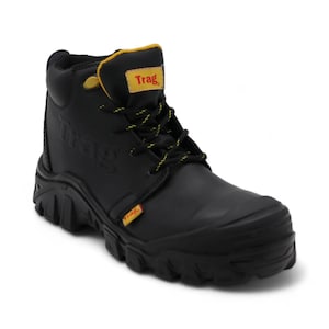 Men's Black Leather Work Boots | Slip Resistant Work Boot for Men | Industrial Ranch Work Boot | Botas de Trabajo Hombre