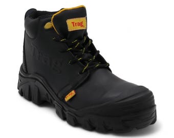 Men's Black Leather Work Boots | Slip Resistant Work Boot for Men | Industrial Ranch Work Boot | Botas de Trabajo Hombre