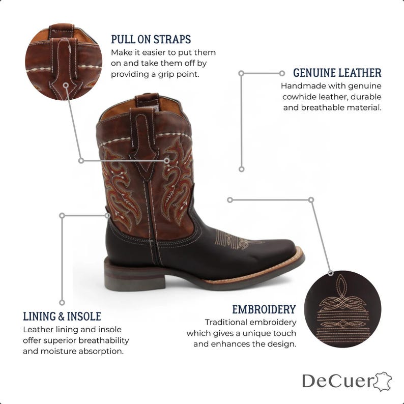 Arlington Men's Brown & Camel Leather Western Casual Boots Square Toe Rubber Sole image 2