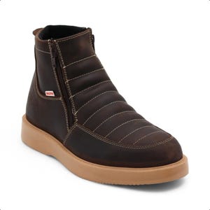 Men's Brown Leather Casual Work Boots | Zip Up Ankle Boot for Men | Lightweight Urban Work Boot | Botas de Trabajo Casuales Hombre