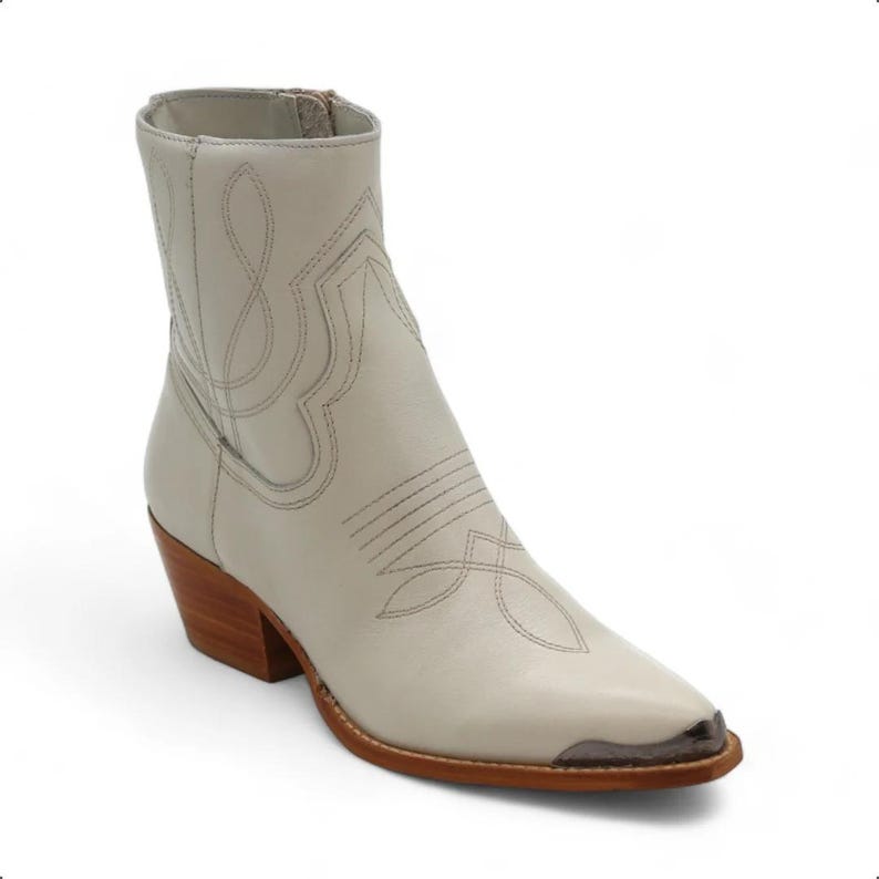 Bottes de cowgirl blanches en cuir pour femmes | Bottes western pour femmes | Bottes de rodéo | Botas Vaqueras Mujer image 1