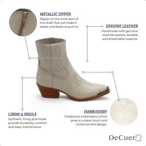 Bottes de cowgirl blanches en cuir pour femmes | Bottes western pour femmes | Bottes de rodéo | Botas Vaqueras Mujer image 2