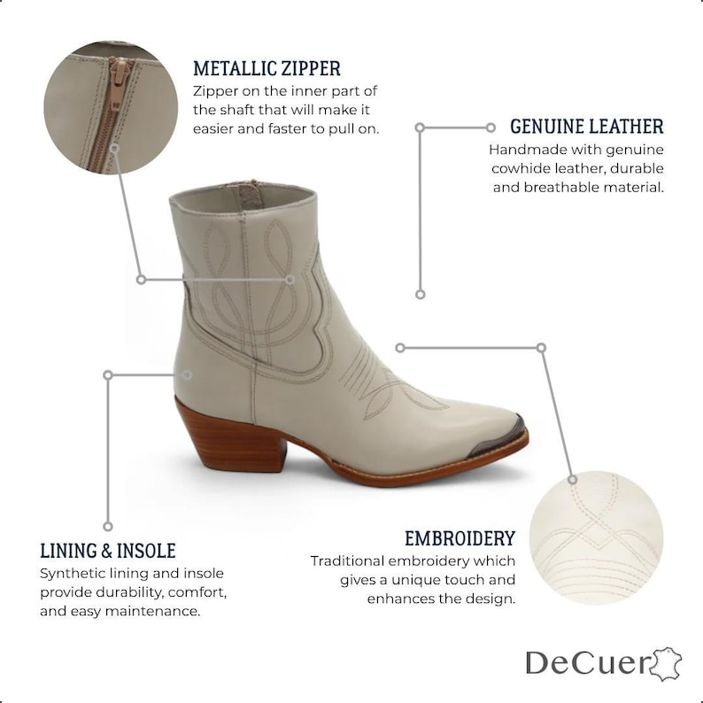 Bottes de cowgirl blanches en cuir pour femmes | Bottes western pour femmes | Bottes de rodéo | Botas Vaqueras Mujer image 2