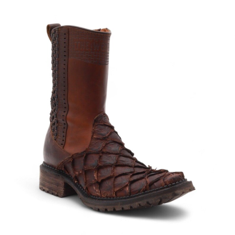 Mens Black Pirarucu Boots by King Exotic Boots