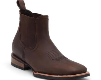 Botas cortas de cuero marrón oscuro para hombre Kingston