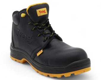 Men's Black Leather Work Boots | Slip Resistant Work Boot for Men | Industrial Ranch Work Boot | Botas de Trabajo Hombre