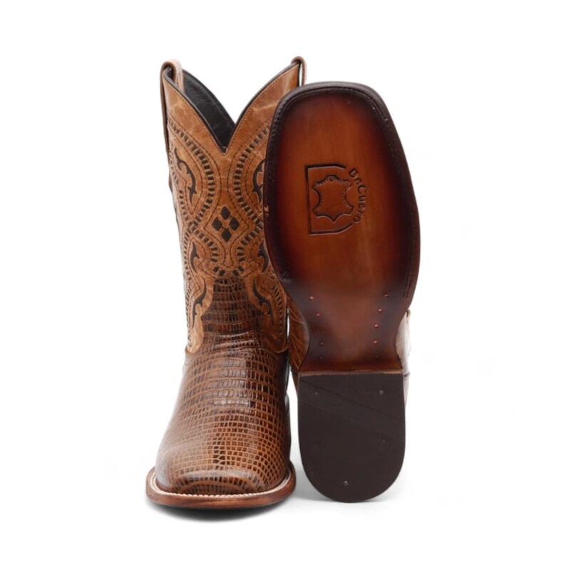 Minnesota Men's Camel Lizard Print Leather Boots image 7