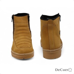 Men's Camel Leather Work Boots: Round Toe, Tractor Sole, Anti-Slip, Side Zippers Bild 2