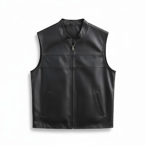 Men's Black Leather Vest | Western Vest for Men | Western Ranch Vest | Chaleco de Piel Hombre