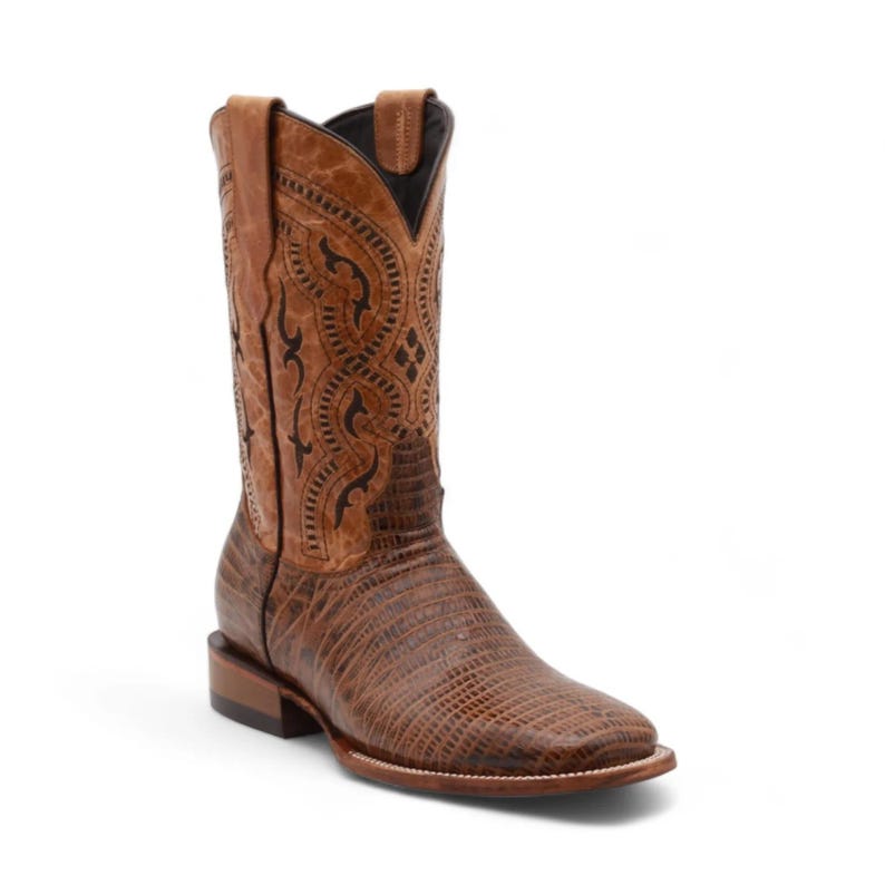 Minnesota Men's Camel Lizard Print Leather Boots image 1