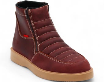 Men's Shedron Leather Casual Work Boots | Zip Up Ankle Boot for Men | Lightweight Urban Work Boot | Botas de Trabajo Casuales Hombre