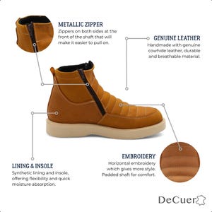 Nube Men's Camel Leather Western Short Traditional Round Toe Striped Sole Work Boots Lightweight image 3