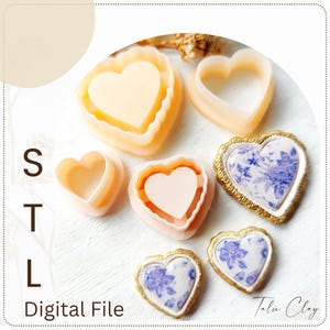 Heart Clay Cutter STL File: Polymer Clay Earring Design (Digital Download, 20-30mm Sizes Available)
